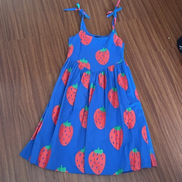 Lazy Oaf Picking Strawberry Dress Shoulder Ties Pockets Novelty Summer uk6/us2 - Picture 2 of 8
